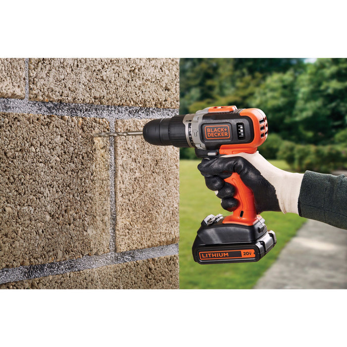 Hammer Drill 3/8'' 20V Lithium-Ion Black and Decker
