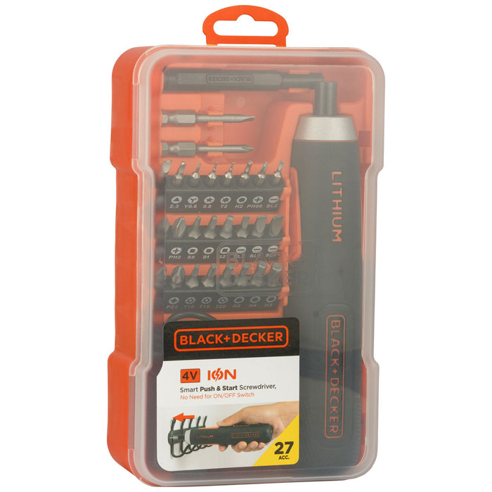 Screwdriver Straight Smart Push & Start 4V Black and Decker