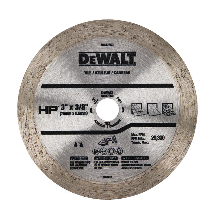 Diamond Continuous Tile Cutting 3" X 3/8" Dewalt