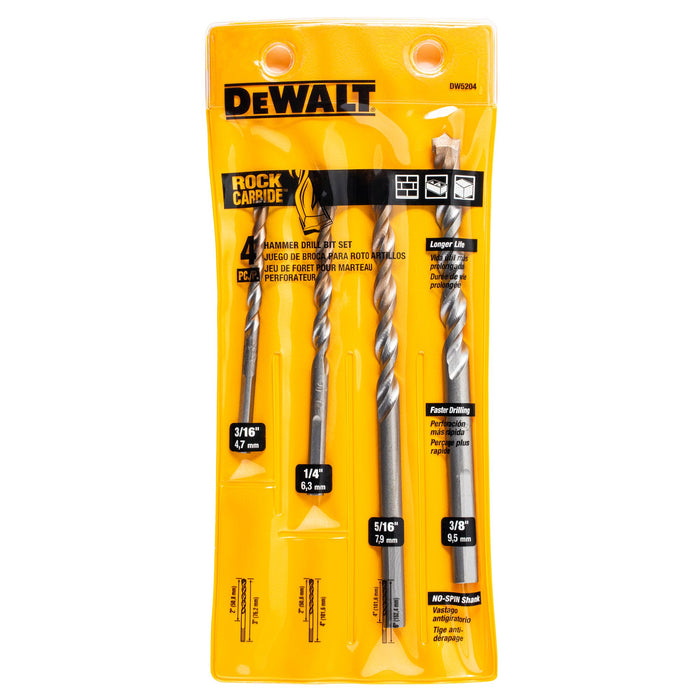 Set Drill Bit 4 PC Rock Carbide Dewalt