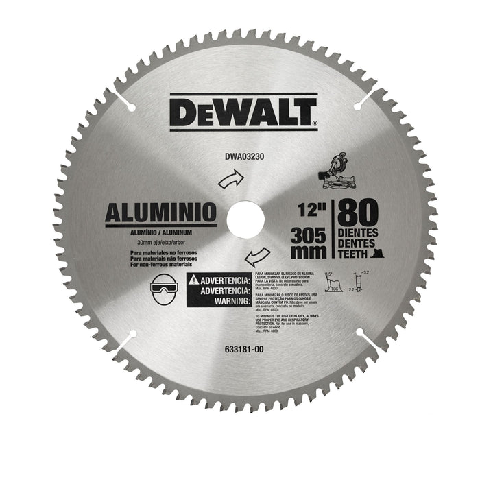Aluminum Saw Blade 12" X 80T Dewalt