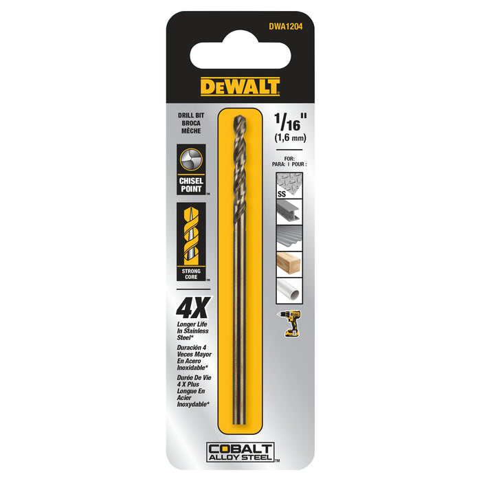 Split Point Cobalt Drill Bit 1/16"Dewalt