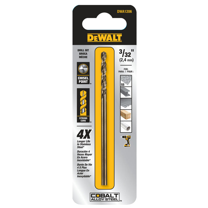 Split Point Cobalt Drill Bit 3/32"Dewalt