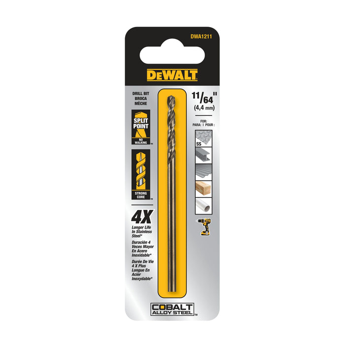 Split Point Cobalt Drill Bit 11/64" Dewalt