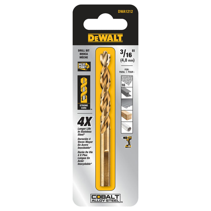 Split Point Cobalt Drill Bit 3/16"Dewalt