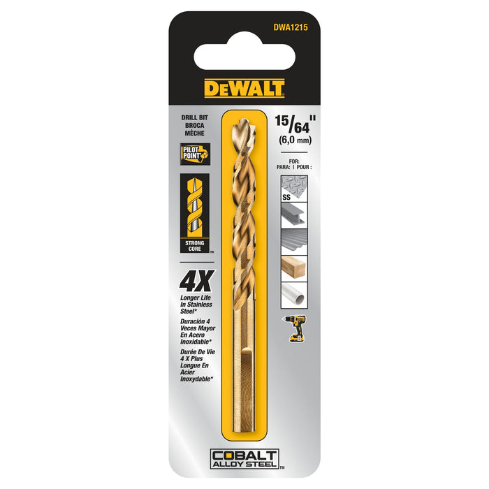 Split Point Cobalt Drill Bit 15/64"Dewalt