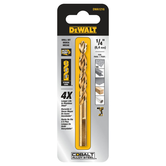 Split Point Cobalt Drill Bit 1/4"Dewalt