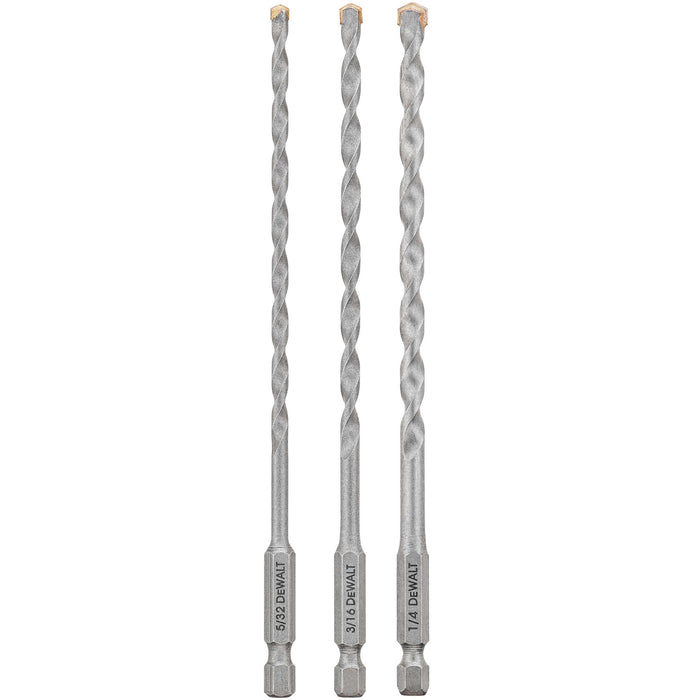 Set 3 PC. Mansory Drill 5/32"/3/16"/1/4" X 1/4" Bit Dewalt