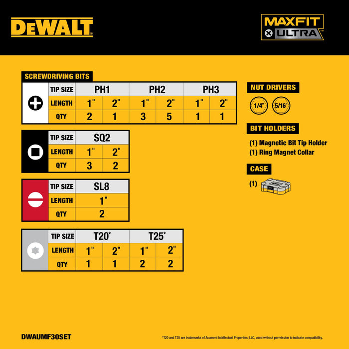 Set Screwdriving Bit 30 PCS. MaxFit Ultra Dewalt