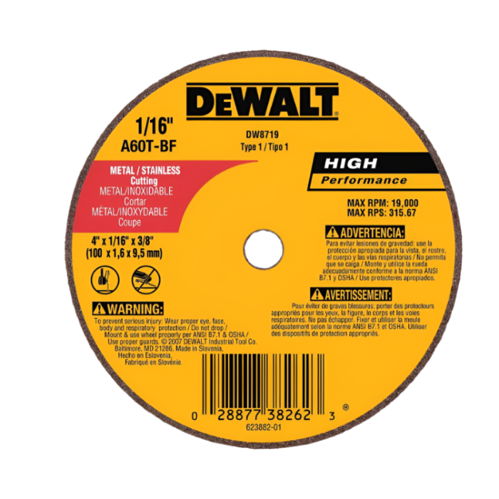 Metal/Stainless 4" X 3/8" Disc Dewalt