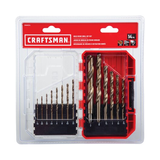 SET 14 PC GOLD OXIDE DRILL W/CASE CRAFTSMAN