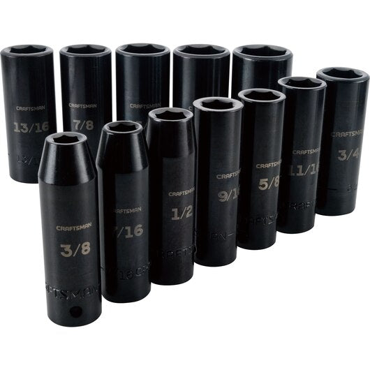 SET 12 PC. SAE IMPACT DEEP SOCKET DR. 1/2'' CRAFTSMAN