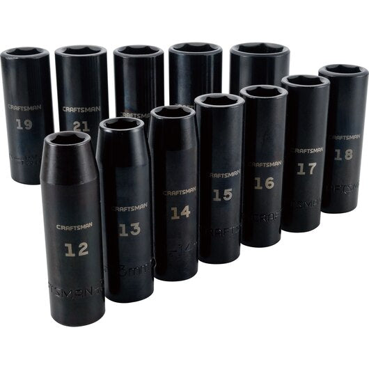 SET 12 PC. METRIC IMPACT DEEP SOCKET DR. 1/2'' CRAFTSMAN