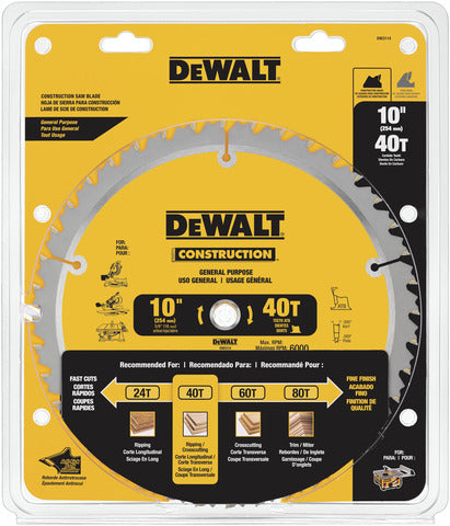DISCO CIRCULAR 10" 5/8" X 40T DEWALT