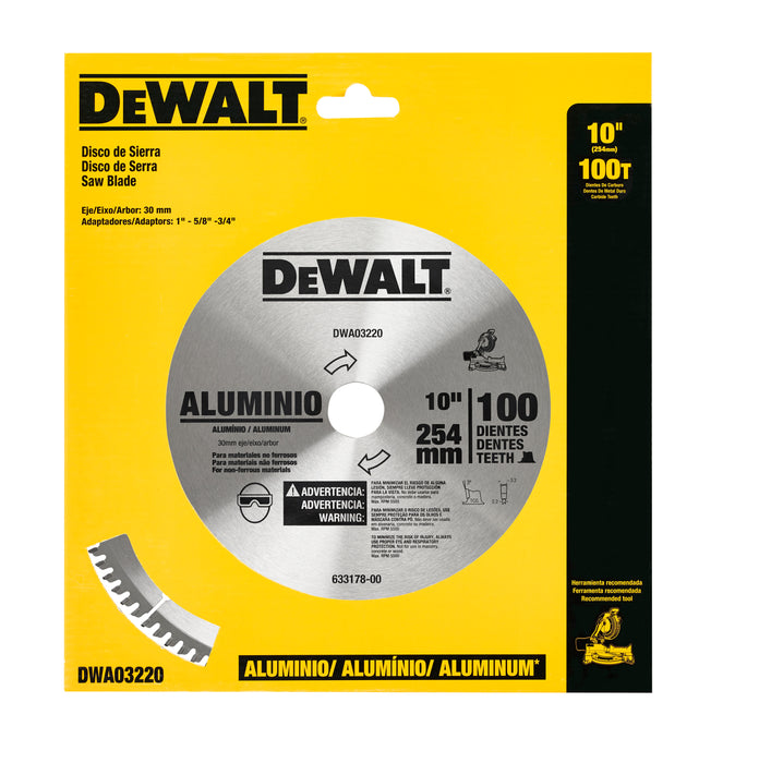 Aluminum Saw Blade 10" X 100T Dewalt