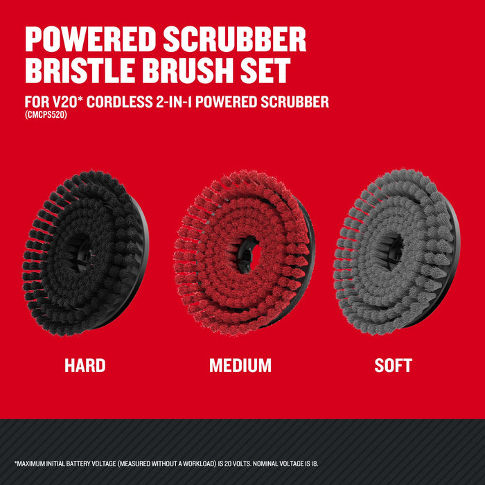 Powered Scrubber Bristle Brush Set 3PCS. Craftsman