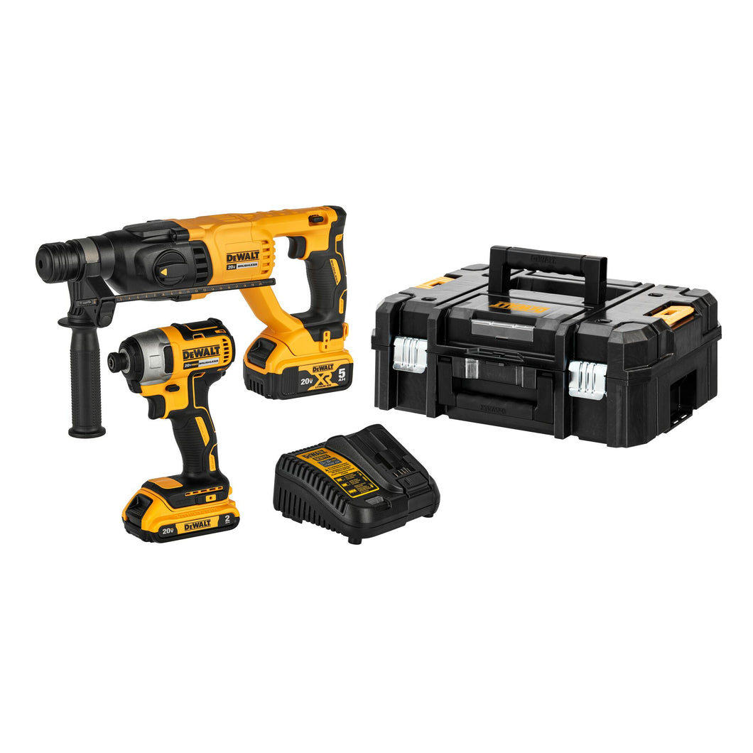 Set Rotary Hammer 1” / Impact Driver 1/4” W/2 Battery 20V Max Dewalt