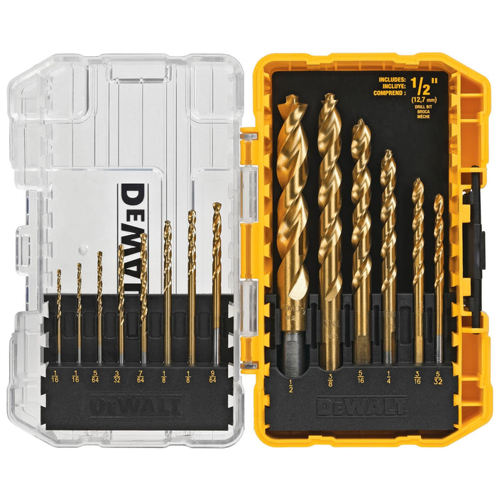 Set 14 PC Titanium Drill Bit Pilot Point Dewalt