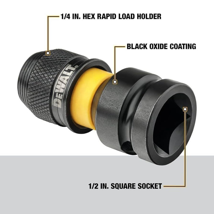 Hex Shank Adaptor 1/4" X 1/2" Impact Ready Dewalt