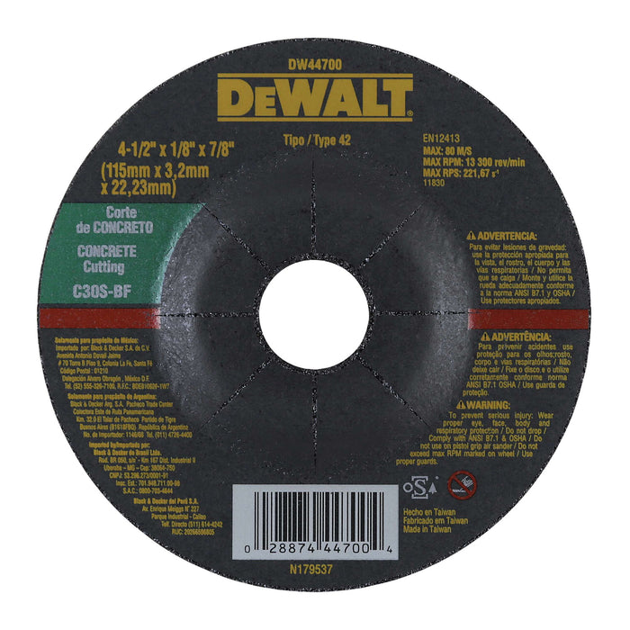 Concrete Cutting Disc 4-1/2" X 1/8" X 7/8" Dewalt