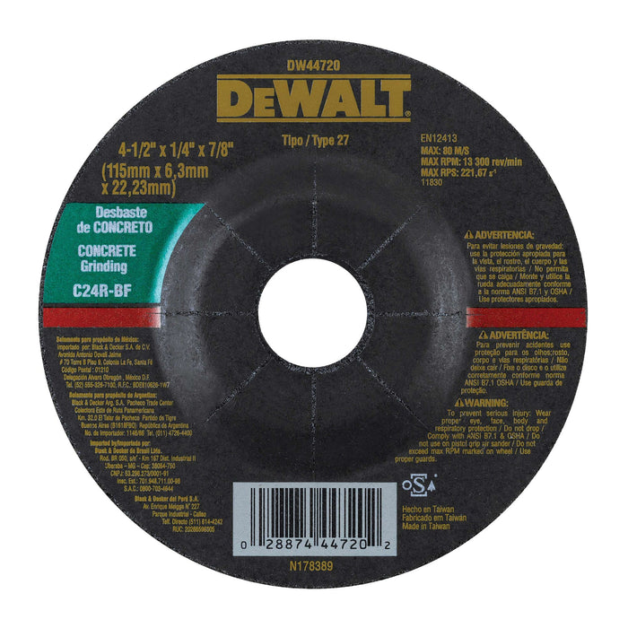 Concrete Grinding Disc 4-1/2" X 1/4" X 7/8" Dewalt