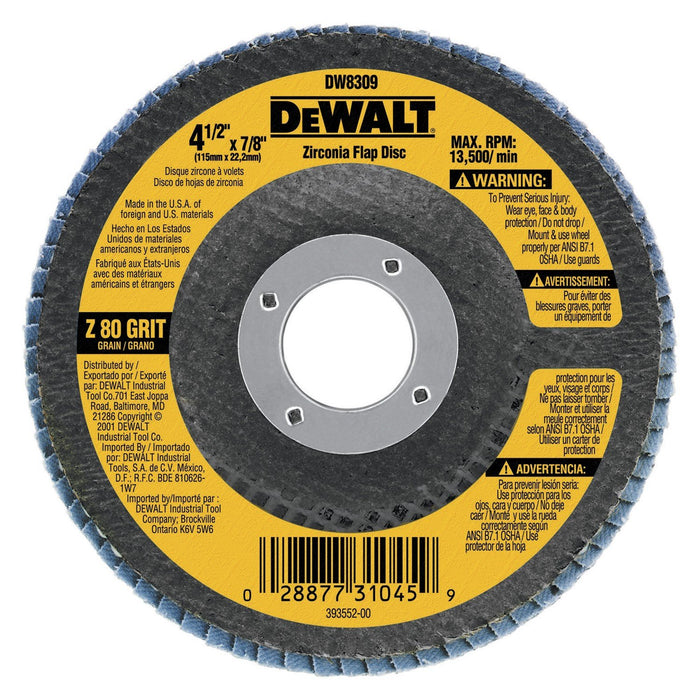 Zirconia Flap Disc "Z-60 Grit" 4-1/2" x 7/8" Dewalt