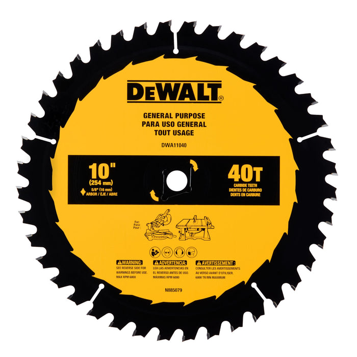 Wood Blade Disc 10" X 40TH Dewalt
