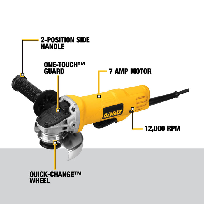 Angle Grinder 4-1/2" 7.5 AMP Paddle Switch Dewalt