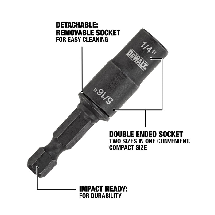 Nut Driver 1/4” X 5/16” Double Ended Imp. Ready Dewalt
