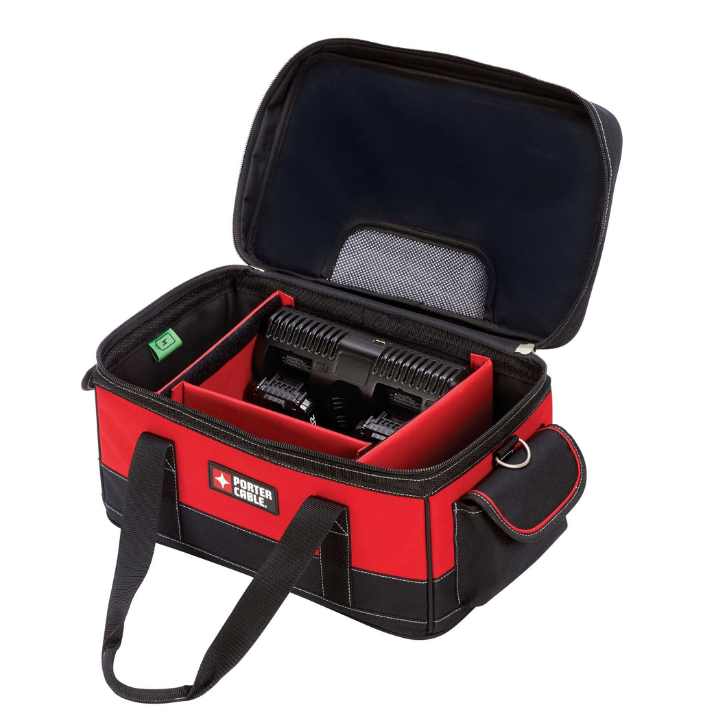 Lithium Dual Port Charger Bag W/2 Batteries 20V/1.3AH Porter Cable