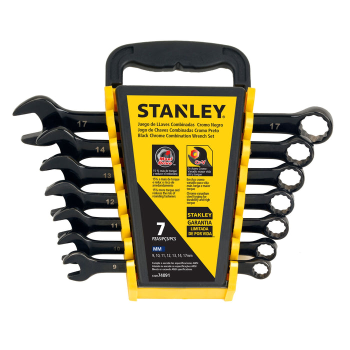 Set 7 PCS. Combination Wrench Black Chrome Metric Stanley