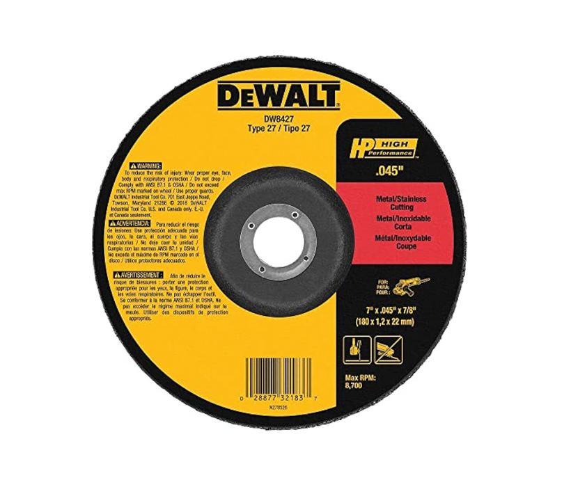 Metal/S.Steel Cutting Disc. 7" x 1/16" x 7/8"  Dewalt