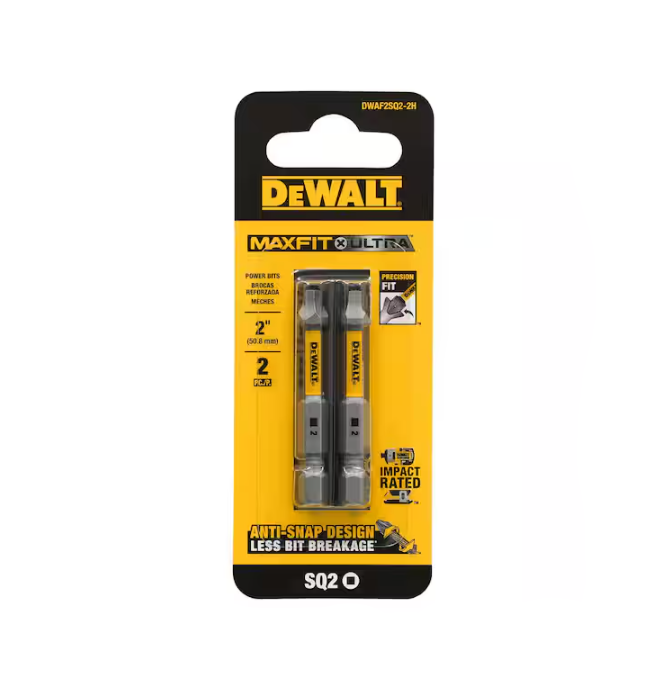 Square Bit 2 PC. #2 X 2" Max Fit Dewalt