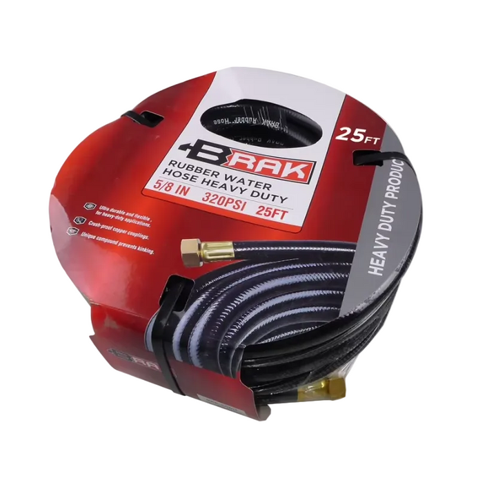 Rubber Water Hose 25' H.D. Brak