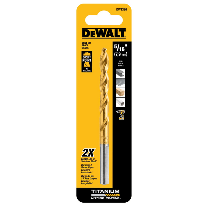 Titanium Split Point Drill Bit 1/4" Dewalt