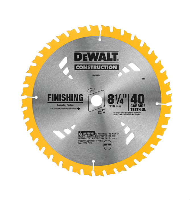 Wood Blade Saw 8-1/4" X 40T Dewalt