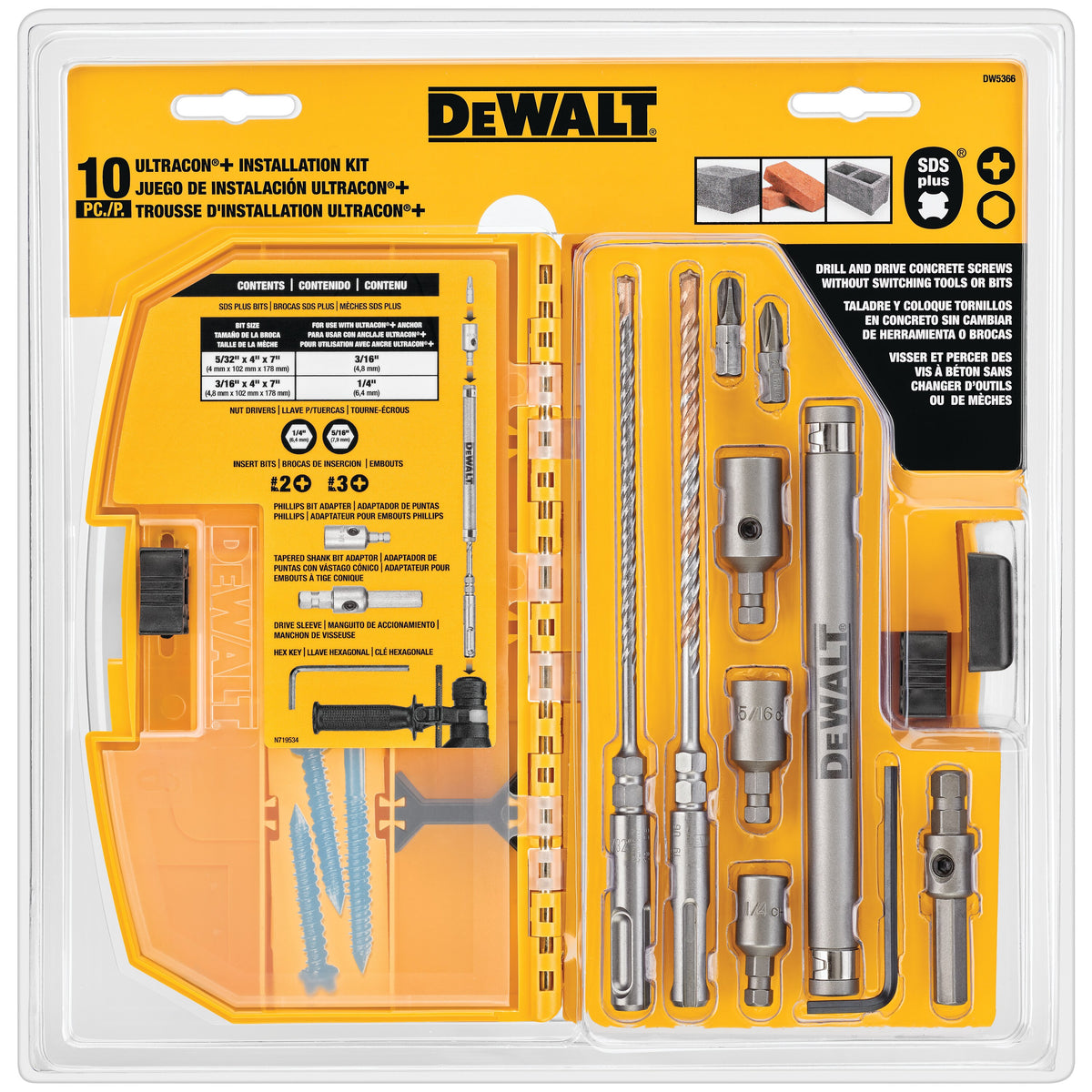 Tapcon Installer Set 10 PC Dewalt — RB Tools & Equipment